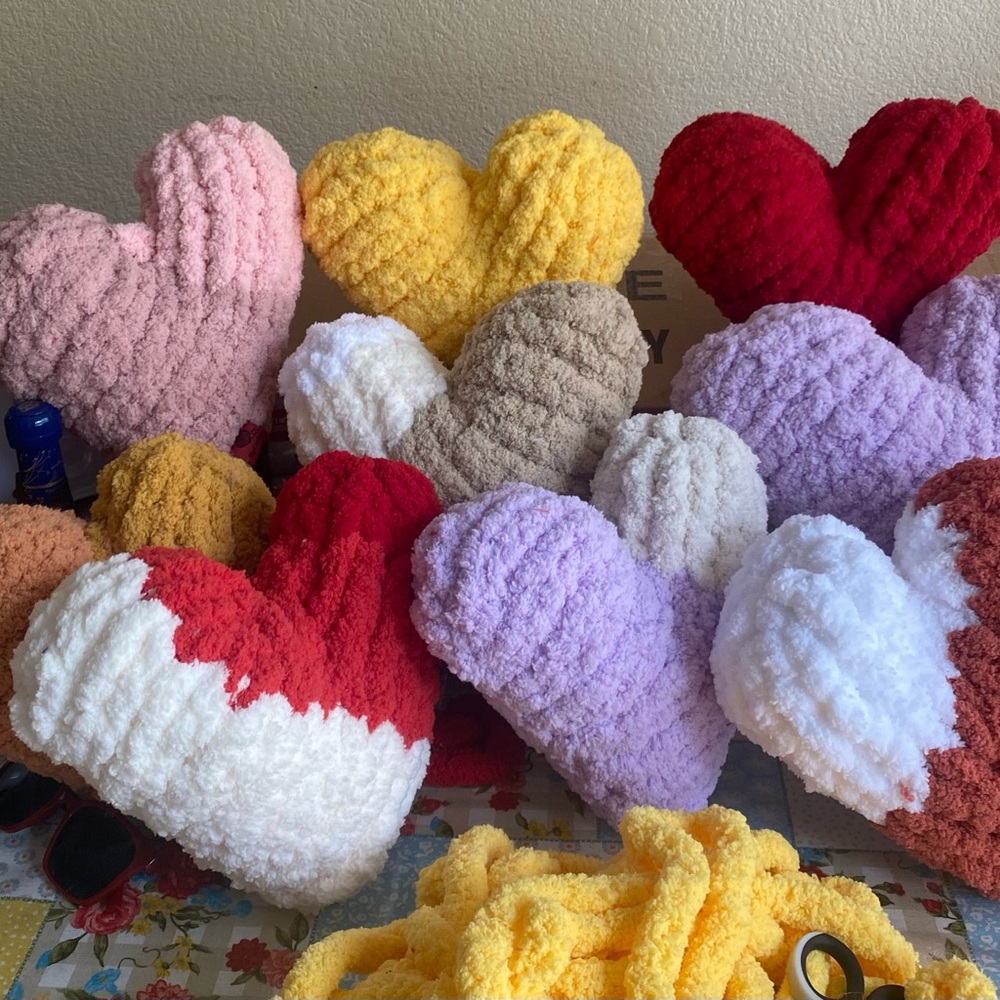 Cozy Heart-Shaped Plush Pillow Set - Multicolor